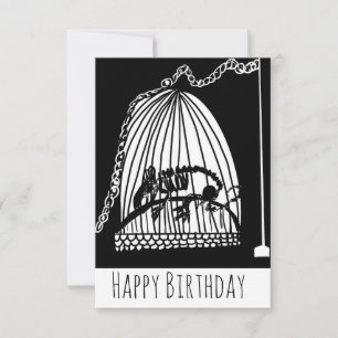 Carte Éffrayant Rat Cage Piège noir blanc Anniversaire