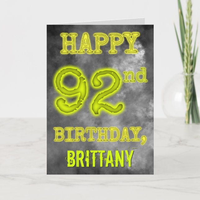 Carte Éffrayante Aura Jumelé "HEUREUX 92e ANNIVERSAIRE" (Devant)