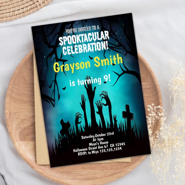 Carte éffrayante d'invitation à la fête d'Hallowee (Halloween Halloween Cards)