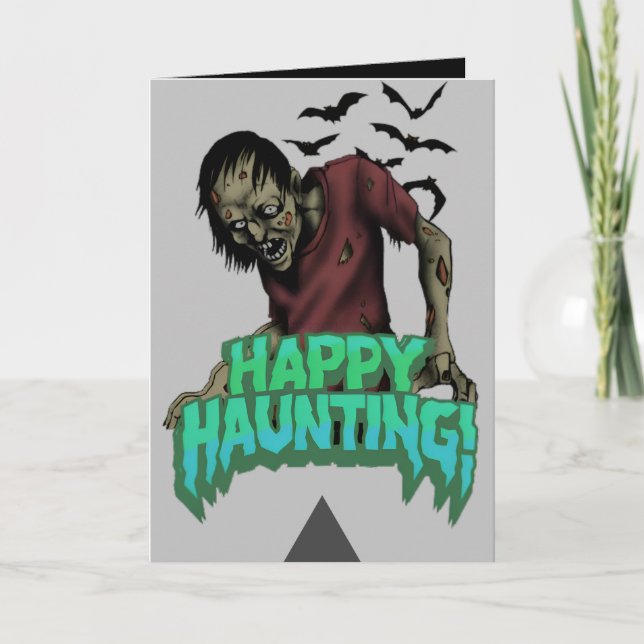 Carte Éffrayante Happy Hauny Zombie Halloween (Devant)