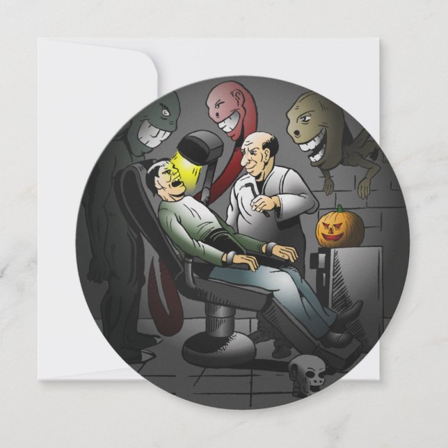 Carte Éffrayante nuit d'Halloween chez le dentiste (Devant)