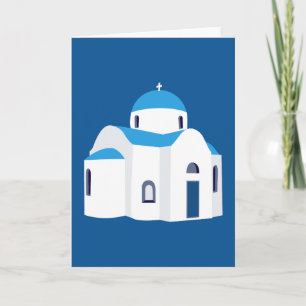 Carte Église à dôme bleu de l'île grecque Grèce 