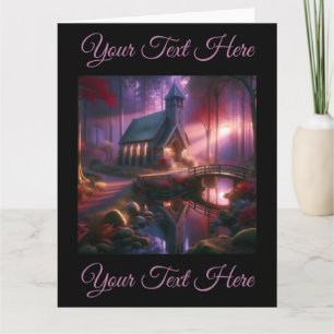 Carte Église de charme dans une forêt céleste d'automne