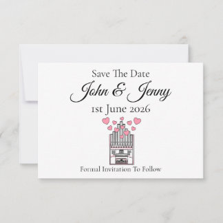 Carte Église Orgue Musicien Mariage Enregistrer La Date
