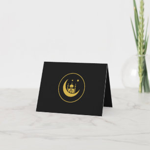 Carte Eid Mubarak 4" x 5.6" Or Noir Élégant