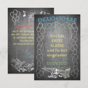 Carte Einladungskarte zur Einschulung im Tafelstil