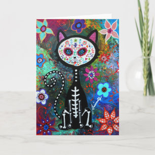 Carte El Gato Cat Dia de los Muertos par Prisarts