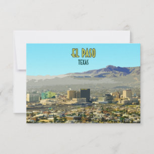 Carte El Paso Downtown Mountain Texas Vintage Flat
