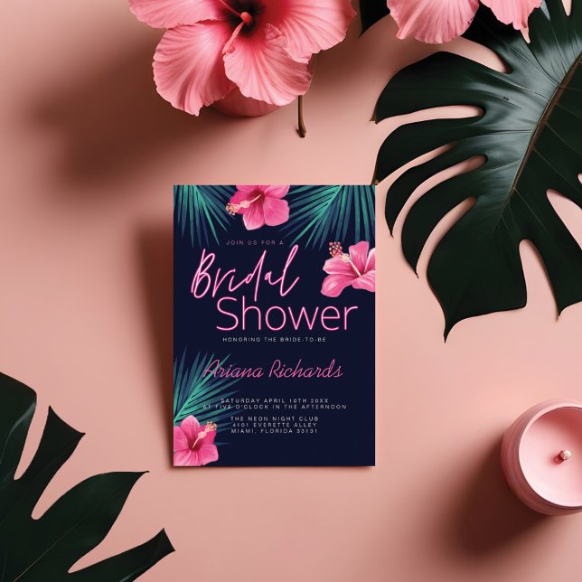 Carte Electric Love Neon rose Tropical Retro (Créateur téléchargé)