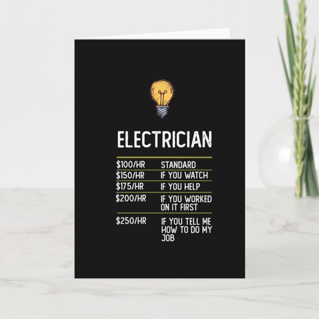 Carte électricien drôle cadeau idée cadeau (Devant)