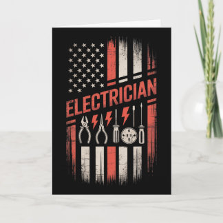 Carte Électricien Fierté Drapeau Américain 4 Juillet Ind
