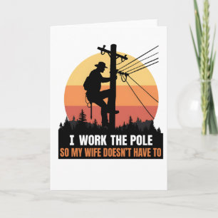 Carte Électricien Vintage Travaille Le Poteau Soutien De