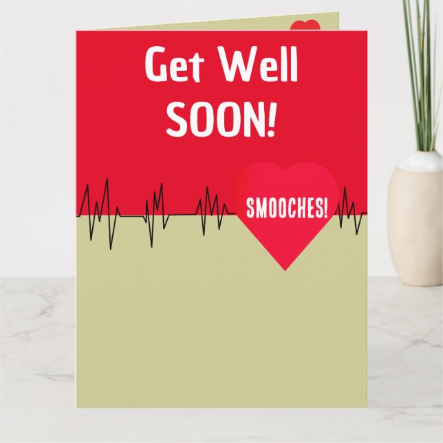 Carte Électrocardiogramme Coeur Rouge S'En Sortir Bientô (Devant)