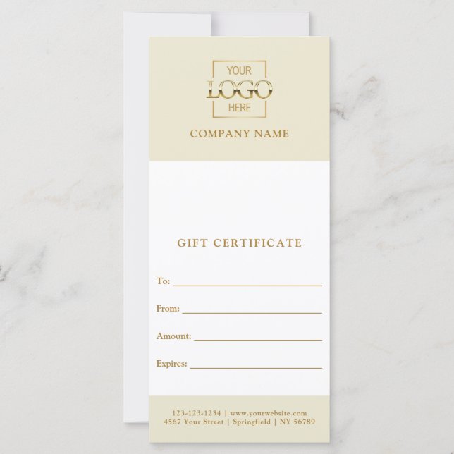 Carte Elegan Beige Minimalist Custom Business Gift Card (Devant)