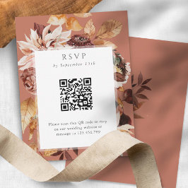 Carte Élégance d'automne en terre cuite, code QR Mariage