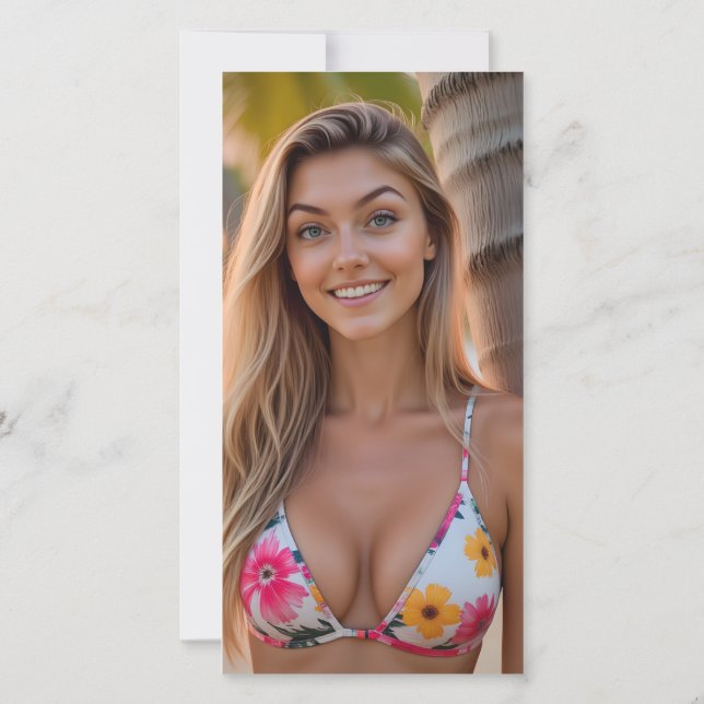 Carte Élégance tropicale : Helena sur la plage Signet (Dos)