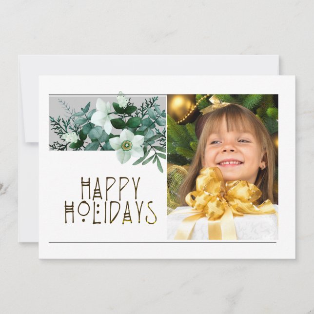 Carte Elégant 1 Photo HEUREUX JOURS DE Noël (Devant)