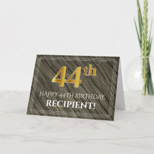 Carte Elégant 44ème anniversaire : Faux Wood, Faux Gold 