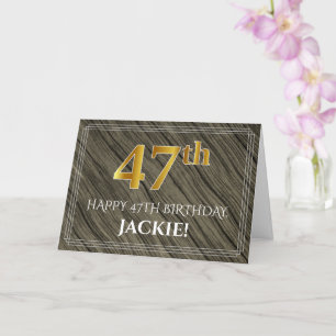 Carte Elégant 47ème anniversaire : Faux Wood, Faux Gold 