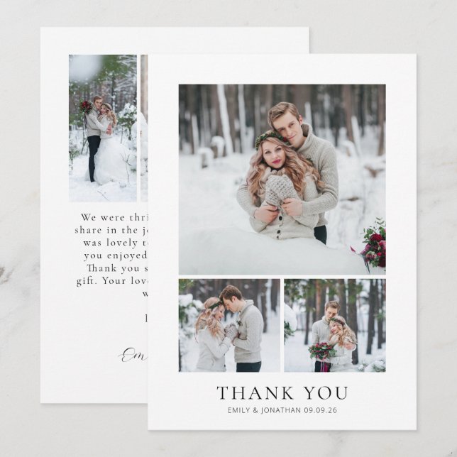 Carte Elégant 5 photos Collage Mariage Merci (Devant / Derrière)