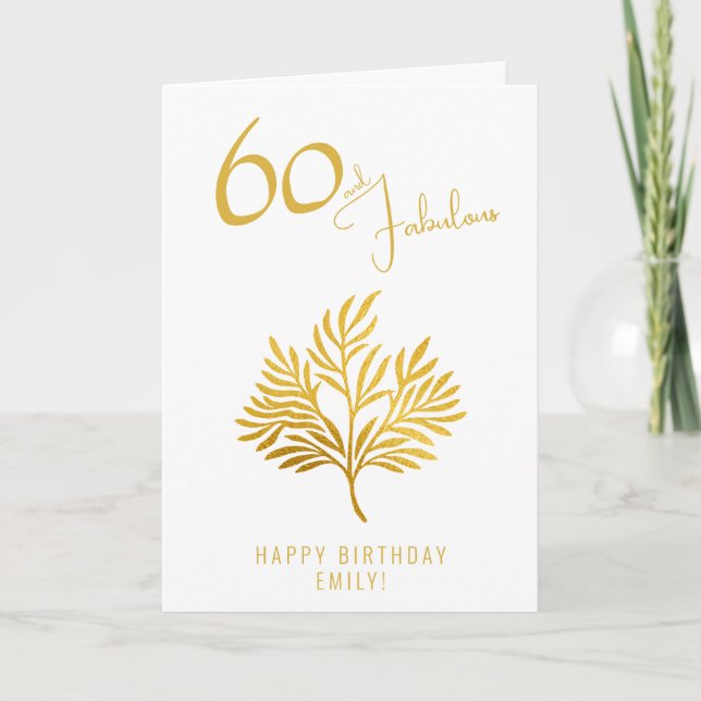 Carte Elégant 60 et Fabulous Gold Twigs 60e anniversaire (Devant)