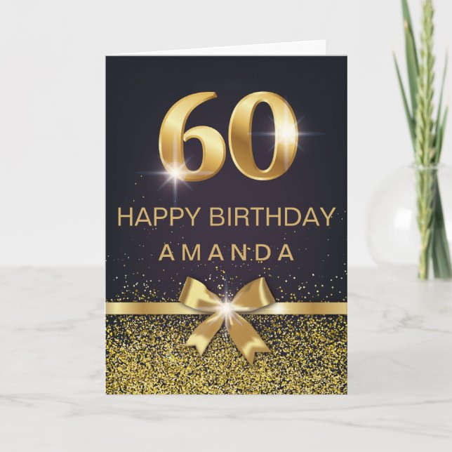 Carte Elégant 60e Parties scintillant d'or d'anniversair (Devant)