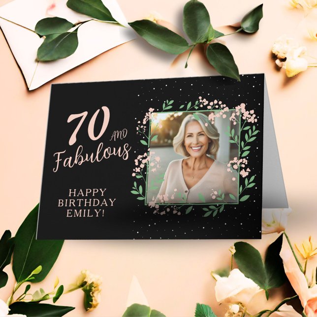 Carte Elégant 70 et Fabulous Flower 70th Birthday Photo (Créateur téléchargé)
