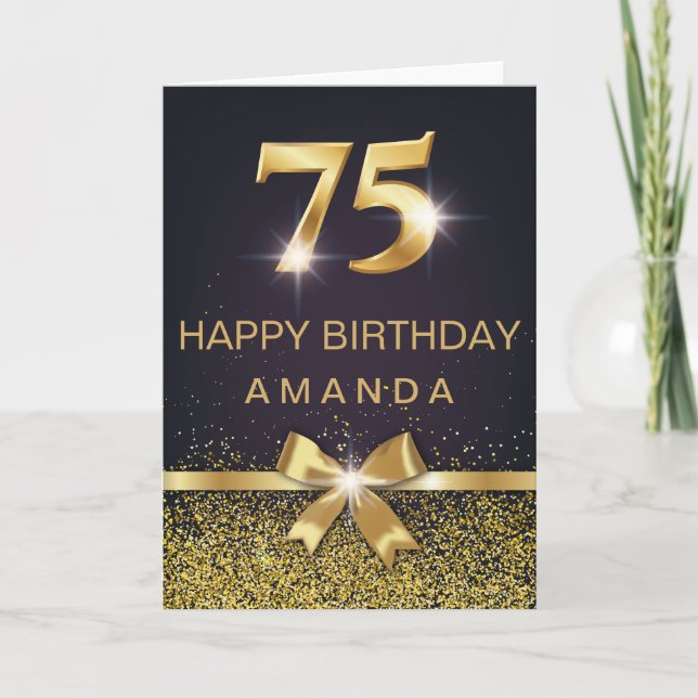Carte Elégant 75e Parties scintillant d'or d'anniversair (Devant)