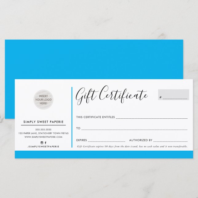 Carte ELEGANT AFFAIRES moderne logo chic aqua bleu (Devant / Derrière)