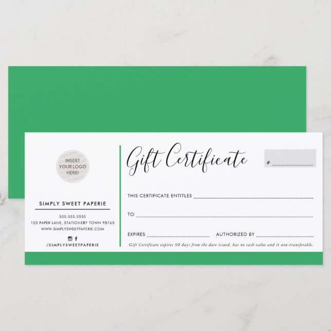 Carte ELEGANT AFFAIRES moderne logo chic plante vert (Devant / Derrière)