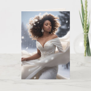 Carte Élégant Africain-Américain Diva Snowy Holiday