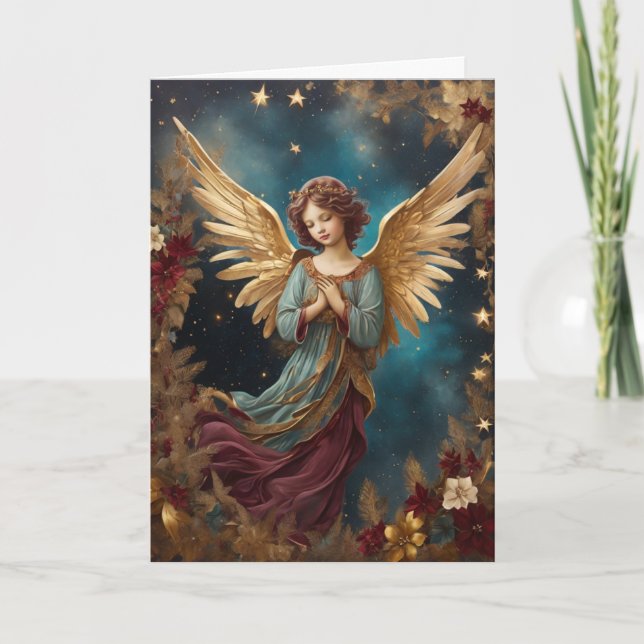 Carte Élégant Ange de Noël Message personnalisé (Devant)