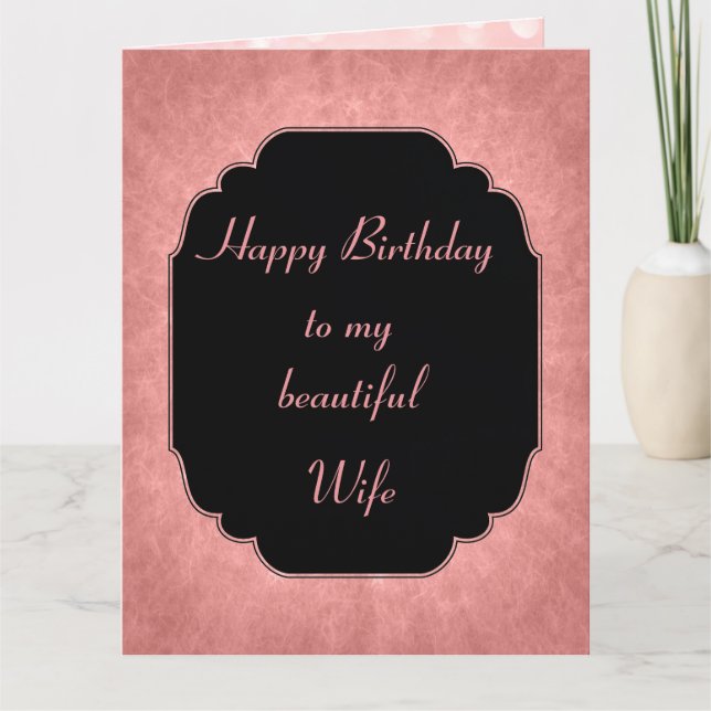 Carte Elégant anniversaire de femme moderne rose et noir (Devant)