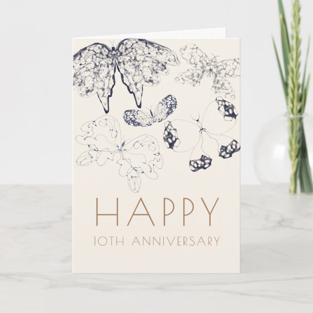 Carte Élégant Anniversaire des papillons classiques Whim (Devant)