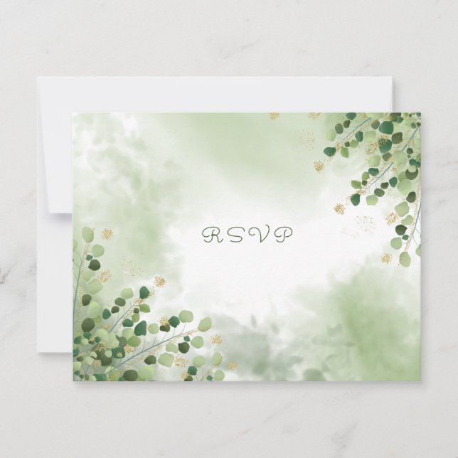 Carte Elégant Aquarelle Feuille Accents or (Devant)