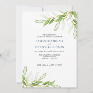 Carte Elégant Aquarelle Green Engagement Party
