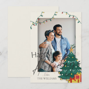 Carte Elégant arbre de Noël Photo Happy Holidays Postc