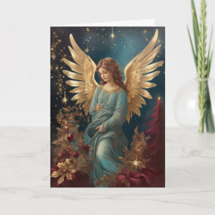 Carte Élégant Art Vintage Noël Angel Message personnalis