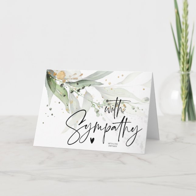 Carte Élégant Avec Sympathie Condolence De Deuil Coeur (Devant)