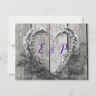Carte Élégant B&W fleurie coeur rustique grange mariage