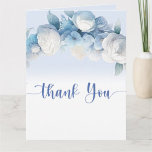 Carte Elégant Baby shower Floral bleu Dusty Merci