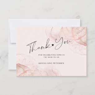 Carte Elégant baby shower rose en or blush Merci