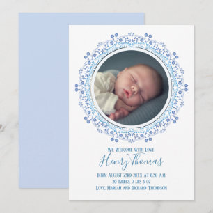 Carte Élégant Bébé bleu moderne Simple doux