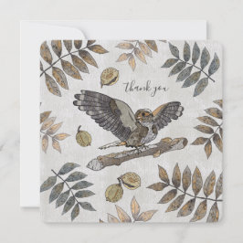 Carte Elegant Bird nature merci avec signature