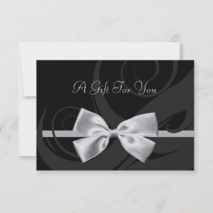 Carte Élégant Black Curls Silver Bow Certificat cadeau