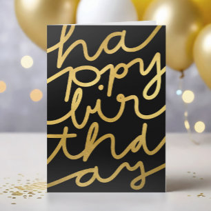 Carte Élégant Black Faux Gold Business Joyeux anniversai