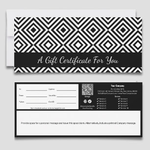 Carte Élégant Black White Carrelage Motif Certificat cad