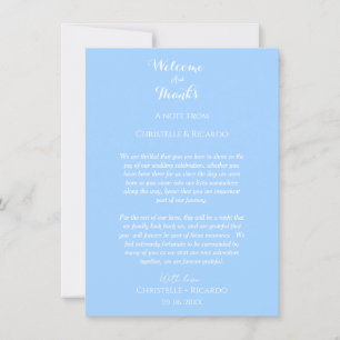 Carte Elégant Bleu Bienvenue et merci Mariage note