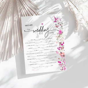 Carte Élégant Blush Ruby Rose Floral Mariage Vows Jeu