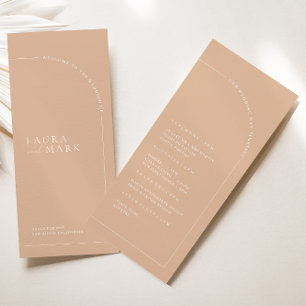 Carte Élégant Boho Tan Minimal Mariage Ceremony Programm